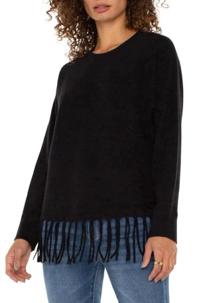 Liverpool Fringe Crewneck Jumper In Black