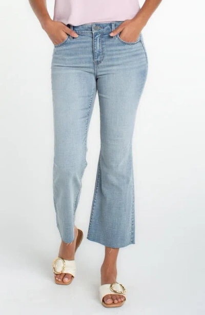 Liverpool Hannah Raw Hem Crop Flare Jeans In Blue