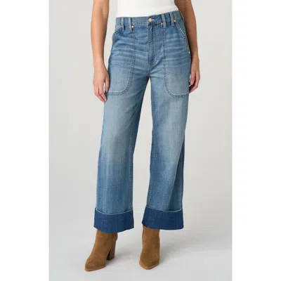 Liverpool High Waist Crop Straight Leg Utility Pants In Blue