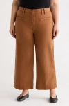 Liverpool High Waist Crop Wide Leg Pants In Brown