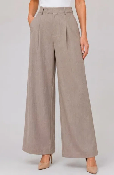 Liverpool High Waist Pleated Wide Leg Ankle Pants In Brown