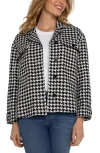 Liverpool Houndstooth Check Crop Shacket In Black White Houndstooth