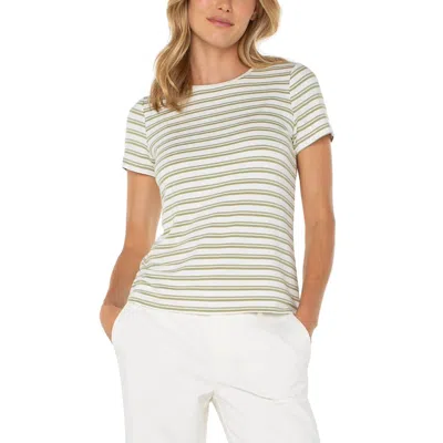 Liverpool Jeans Liverpool Los Angeles T-shirt Women's Cream Striped Slim Fit Crew Neck Red238 In Multi