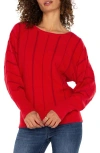 Liverpool Links Stitch Batwing Sleeve Sweater In Tango Red