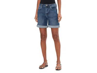 Liverpool Los Angeles 10 Marley Mid-rise Girlfriend Denim Shorts With Roll Cuff In Blue
