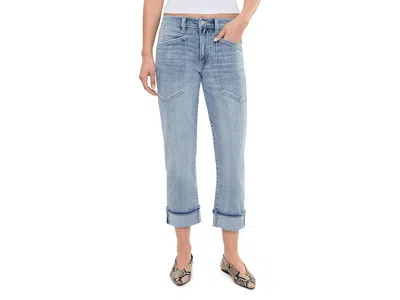 Liverpool Los Angeles 28 Marley Mid-rise Cropped Girlfriend Jeans Cuffed In Blue