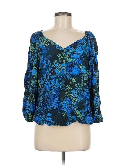 Pre-owned Liverpool Los Angeles 3/4 Sleeve Blouse In Blue