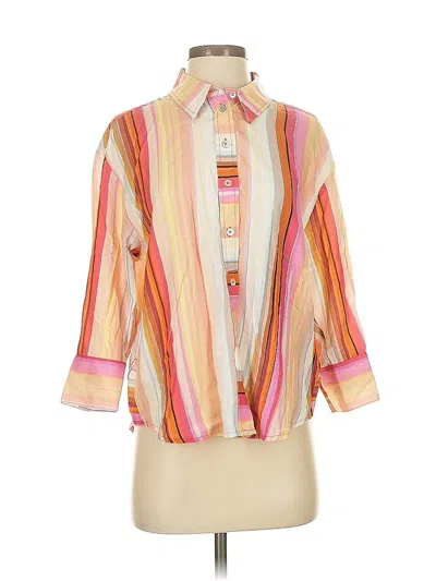 Pre-owned Liverpool Los Angeles 3/4 Sleeve Button Down Shirt In Orange