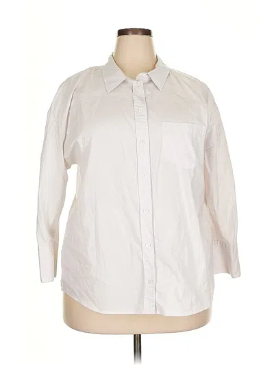 Pre-owned Liverpool Los Angeles 3/4 Sleeve Button Down Shirt In White