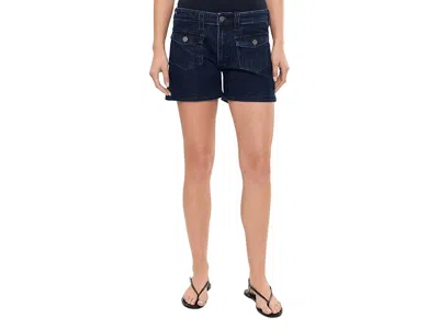 Liverpool Los Angeles 4.5 Vintage Mid-rise Denim Shorts With Flap Front Pockets In Blue