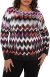 Liverpool Los Angeles Abstract Print Boat Neck Long Sleeve Top In Multi