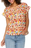 Liverpool Los Angeles Printed Dolman Sleeve Popover Blouse