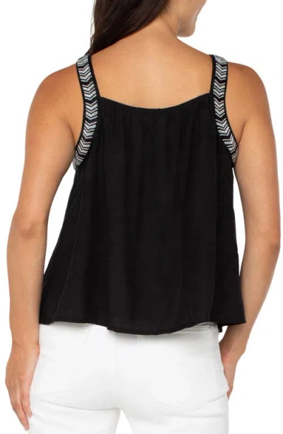 Liverpool Los Angeles Beaded Trim Tank In Black