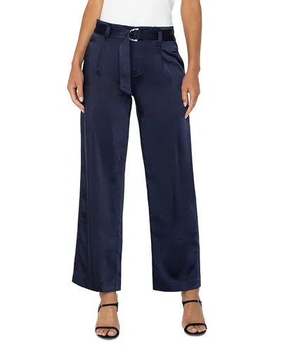 Liverpool Los Angeles Belted Paperbag Waist Wide Leg Pants In Navy Eclipse