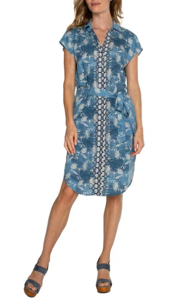 Liverpool Los Angeles Belted Shirtdress In Patchwork Floral