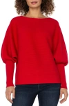 Liverpool Los Angeles Bishop Sleeve Boat Neck Sweater In Red