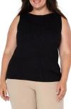 Liverpool Los Angeles Boat Neck Sleeveless Rib Top In Black