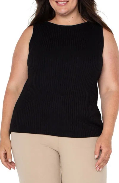 Liverpool Los Angeles Boat Neck Sleeveless Rib Top In Black