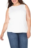 Liverpool Los Angeles Boat Neck Sleeveless Rib Top In Snow