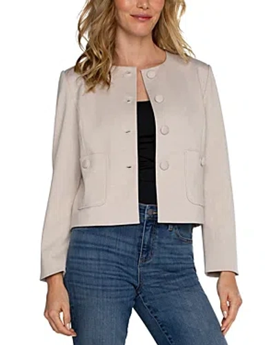 Liverpool Los Angeles Boxy Cropped Jacket In Stone/ Tan
