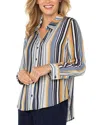 Liverpool Los Angeles Women's Striped Button-front Shirt In French Blue Multi Stripe