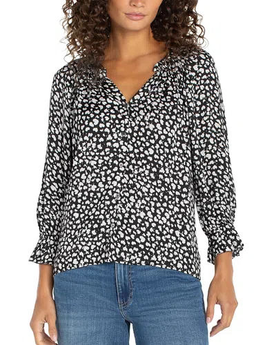 Liverpool Los Angeles Button Front Woven Top In Blue