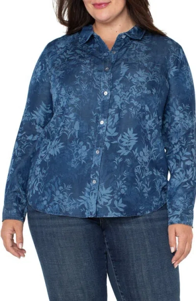 Liverpool Los Angeles Button-up Shirt In Indigo Floral