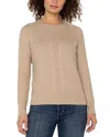 Liverpool Los Angeles Cable Knit Sweater In Neutral