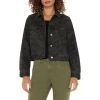 Liverpool Los Angeles Camo Print Cotton Crop Trucker Jacket In Abstract Camo