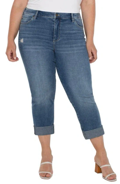 Liverpool Los Angeles Charlie Cuffed Mid Rise Crop Skinny Jeans In Pactola