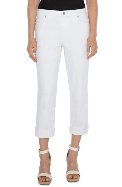 Liverpool Los Angeles Charlie Roll Hem Crop Jeans In Bright White