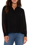 Liverpool Los Angeles Chiffon Button-up Shirt In Black