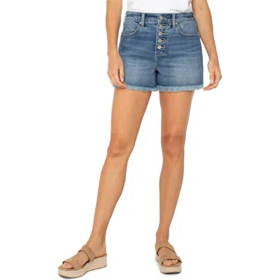 Liverpool Los Angeles Christine Exposed Button Fly High Waist Cutoff Denim Shorts In Belford