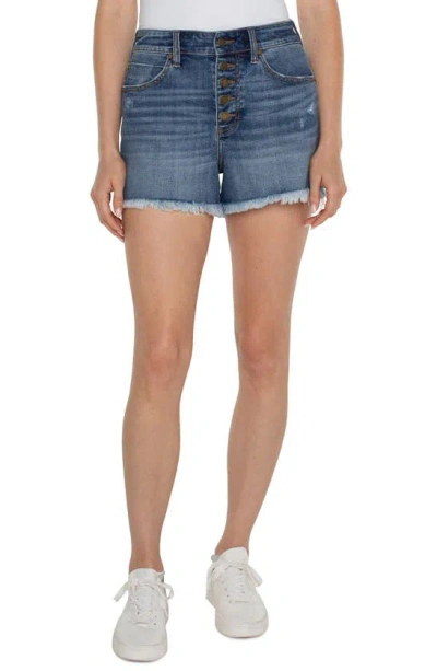 Liverpool Los Angeles Christine Exposed Button Fly High Waist Cutoff Denim Shorts In Claymont