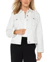 Liverpool Los Angeles Pinstripe Classic Denim Jacket In White/ Black Pinstripe