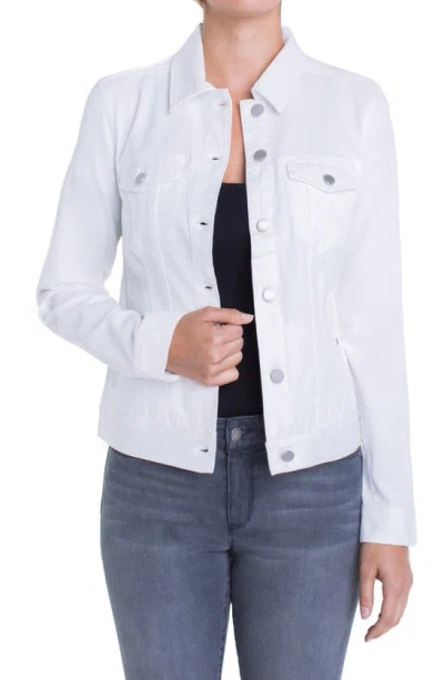 Liverpool Los Angeles Wide Sleeve Fray Hem Denim Trucker Jacket In White