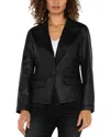 Liverpool Los Angeles Coated One Button Blazer In Coated Black