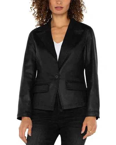Liverpool Los Angeles Coated One Button Blazer In Coated Black