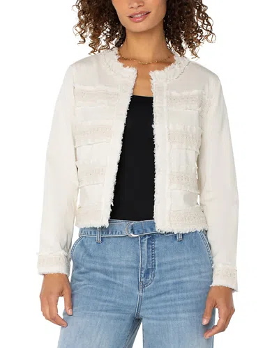 Liverpool Los Angeles Collarless Jacket In Bone