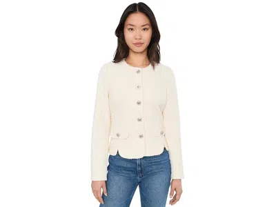Liverpool Los Angeles Collarless Jacket With Scallop Detail In White
