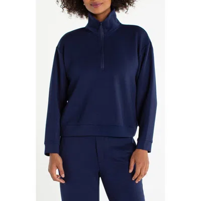Liverpool Los Angeles Cozy Knit Half Zip Pullover In Blue