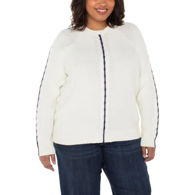 Liverpool Los Angeles Crewneck Cotton Blend Sweater In White