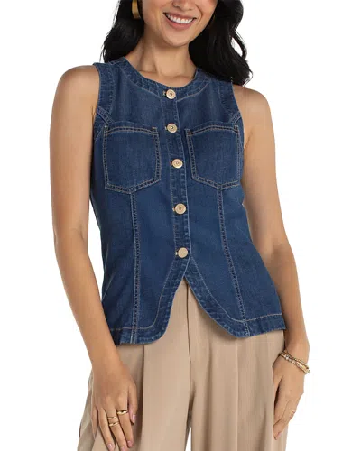 Liverpool Los Angeles Crewneck Split Front Vest In Blue