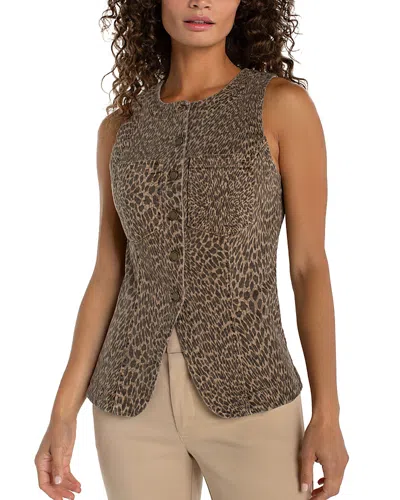 Liverpool Los Angeles Crewneck Split Front Vest In Animal Print