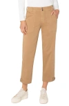 Liverpool Los Angeles Crop Straight Leg Cotton Blend Utility Pants In Brown