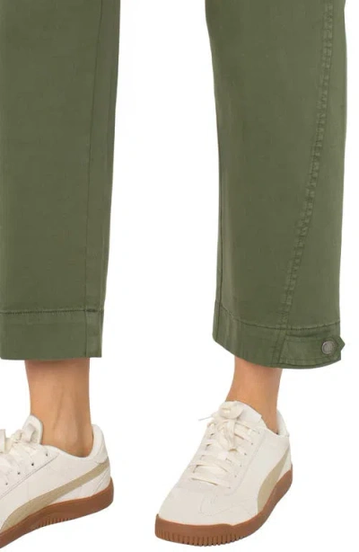 Liverpool Los Angeles Crop Straight Leg Cotton Blend Utility Pants In Green