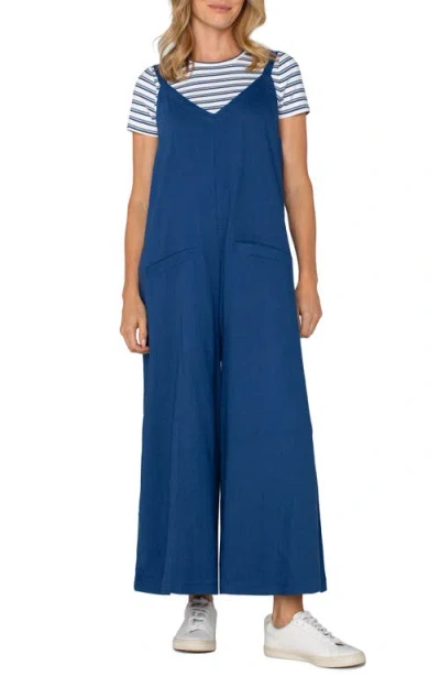Liverpool Los Angeles Crop Wide Leg Jumpsuit In Goddess Blue