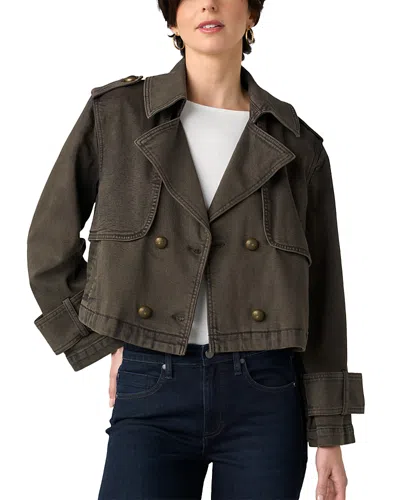 Liverpool Los Angeles Cropped Denim Trench Coat In Brown