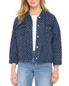 Liverpool Los Angeles Cropped Frayed Texture Jacket In Blue