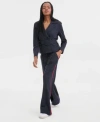 Liverpool Los Angeles Cropped Trench Jacket Built In Bra Top Pleated Trousers In Blue